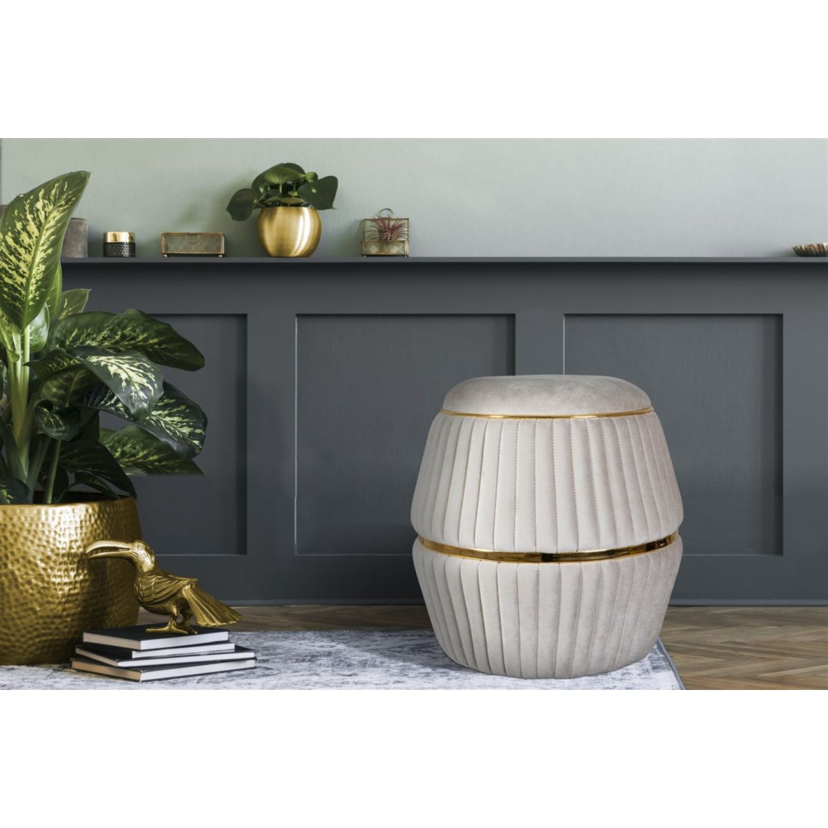 Hocker Doric 225 Braun gold Bild 3