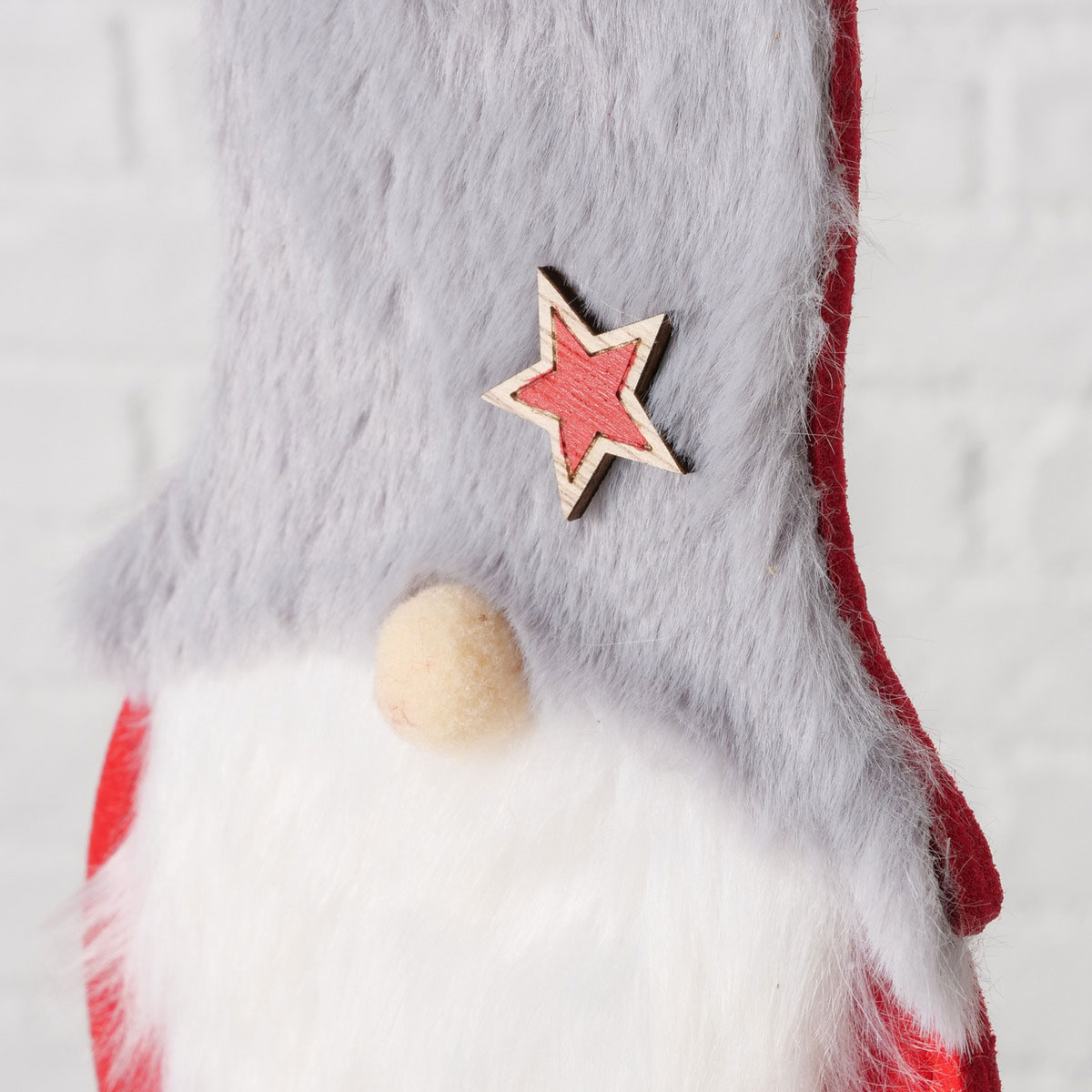 Figur Imka Wichtel Weihnachtsmann 13 x 5 x 29 cm grau rot Textil Holz Bild 7