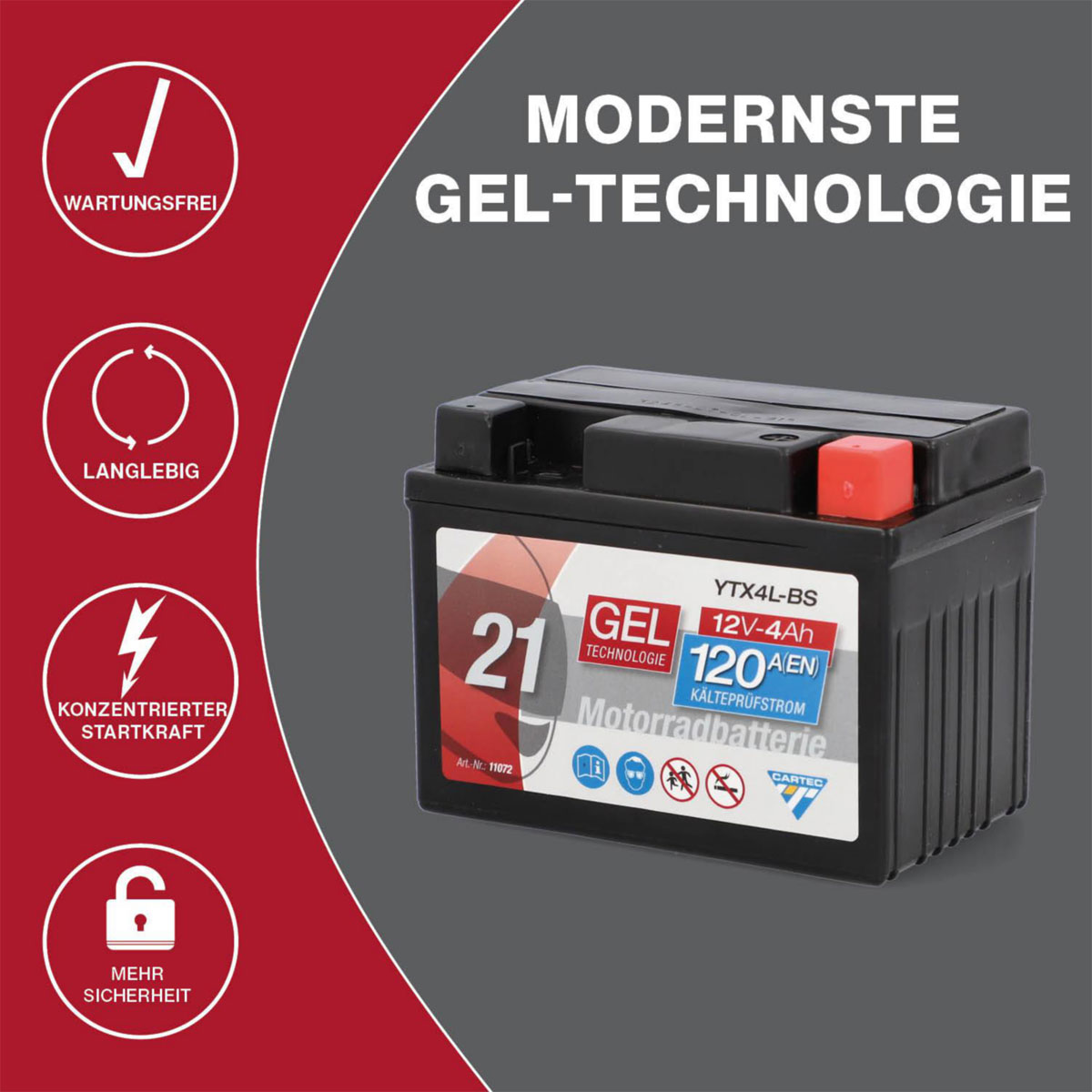 Batterie GEL YTX4L-BS 4Ah 120A Bild 7