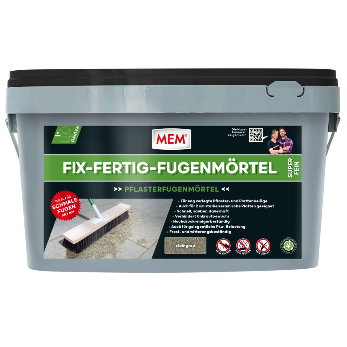MEM Fix-Fertig-Fugenmörtel Super Fein steingrau 20 kg