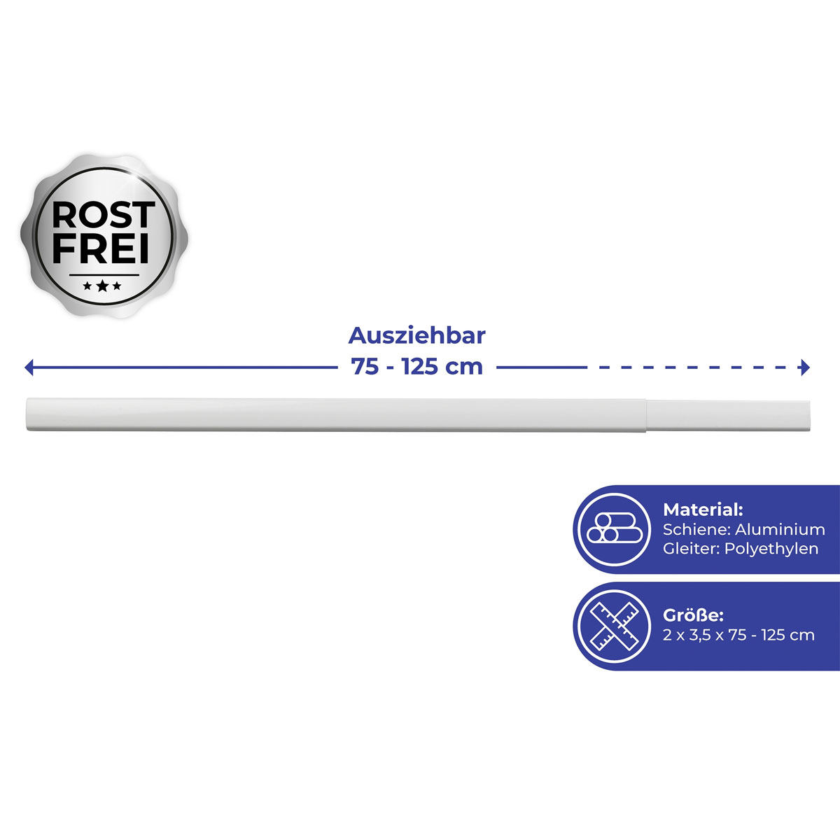 Wenko  Teleskop-Duschschiene Era Weiß 75-125 cm Duschvorhang-Schiene Bild 3