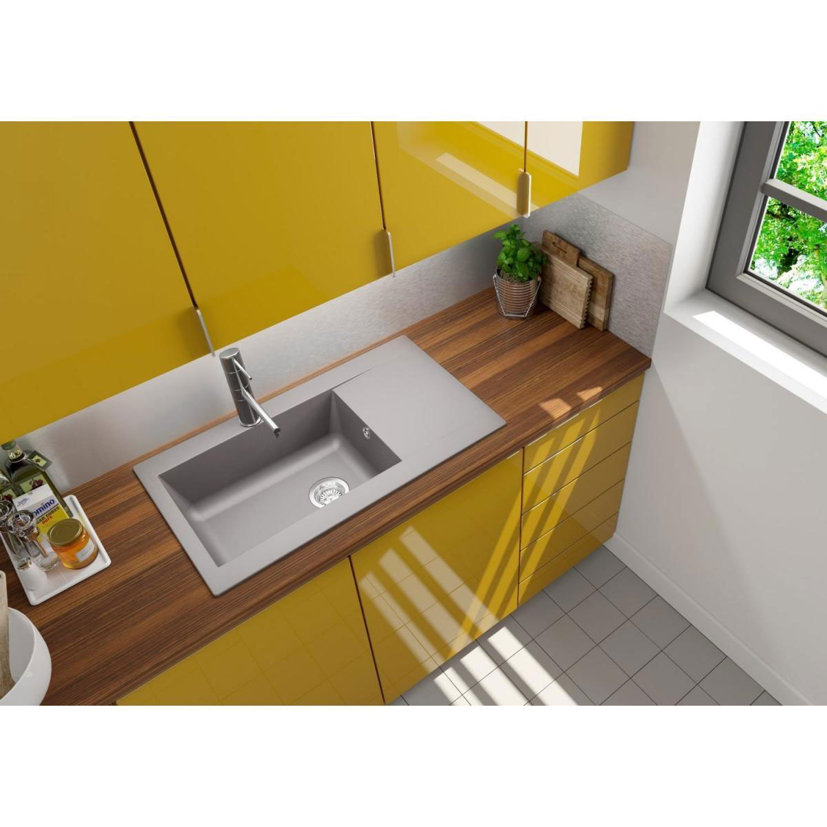 Respekta Mineralite Einbauspüle Denver 86 x 50 cm grau Bild 2