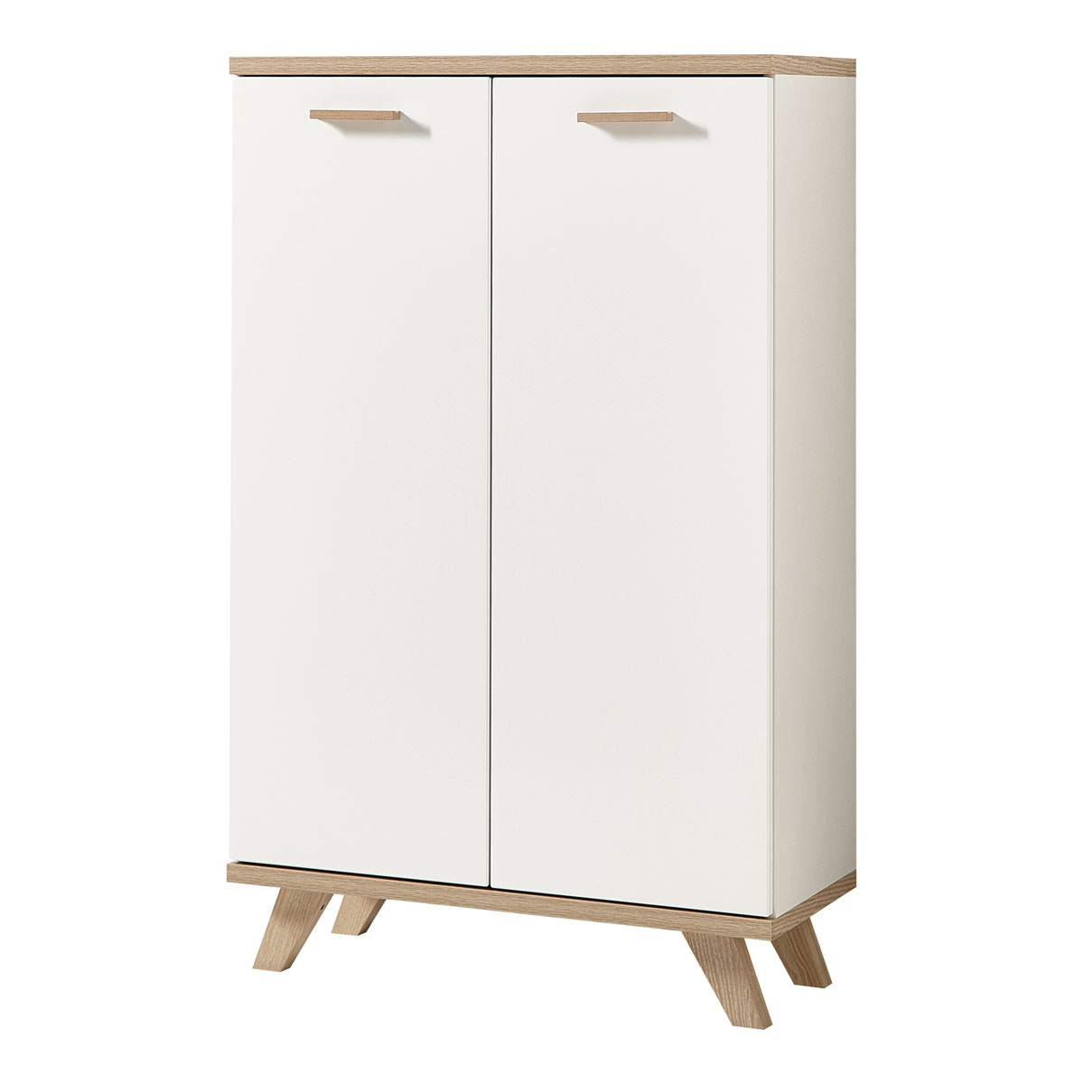Aktenschrank Helsinki skandinavisches Design 75 x 122 x 37 cm weiß/Sanremo-Eiche-Nachbildung