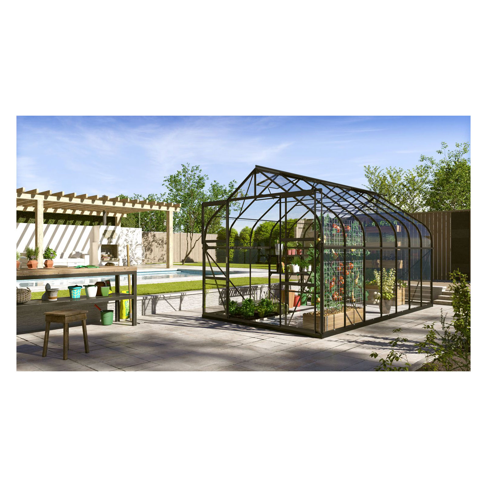Vitavia Gewächshaus Dione 11500 11,5m² 3 mm Einscheibensicherheitsglas schwarz