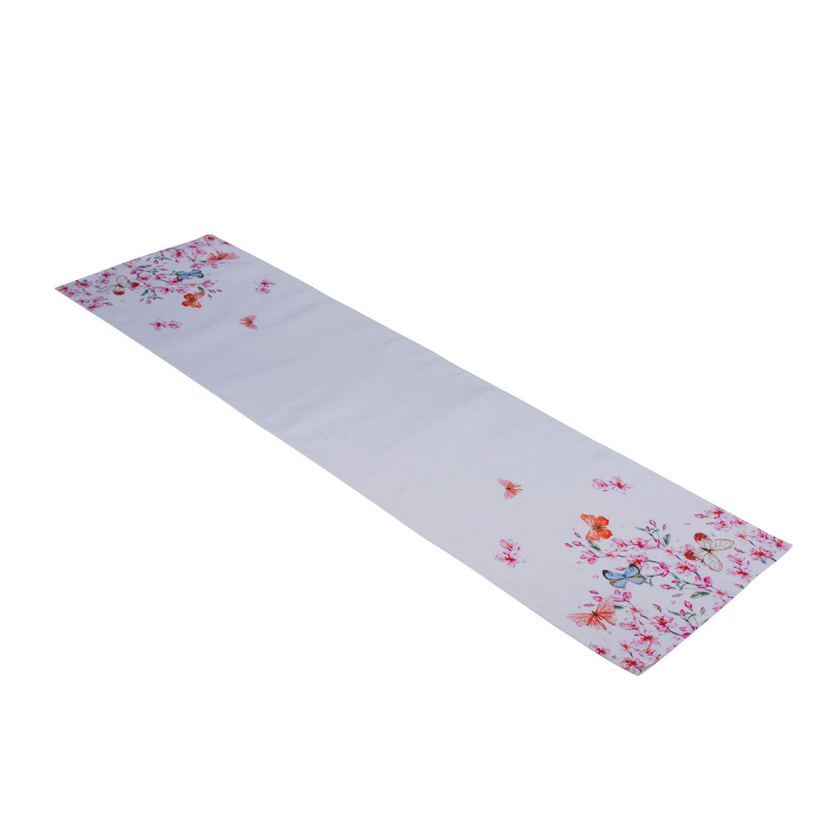 Stoff-Tischläufer Schmetterlingsmuster 40 x 150 cm weiß-apricot