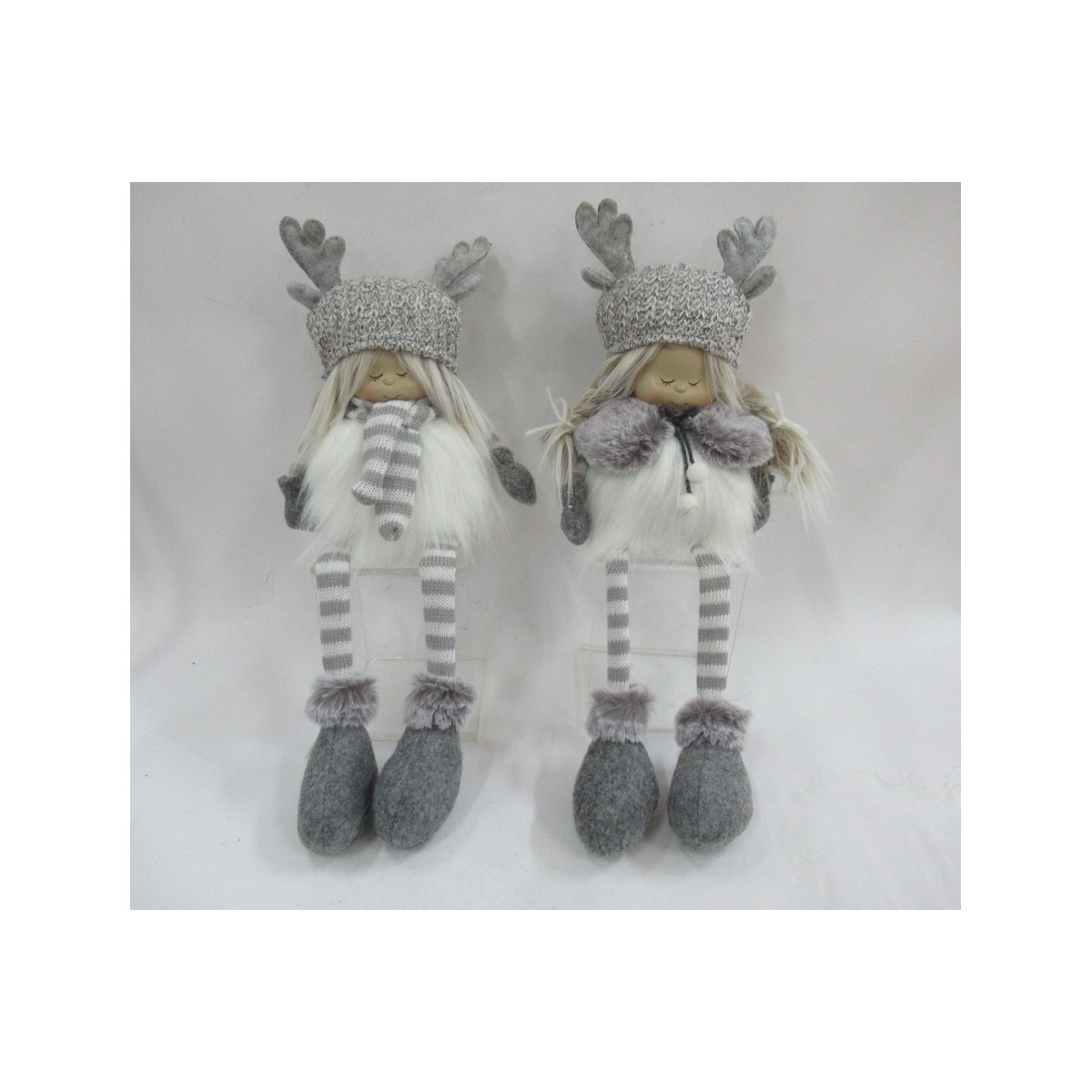 Stoffpuppen Weihnachtkids sitzend sortiert 40 cm grau/weiß