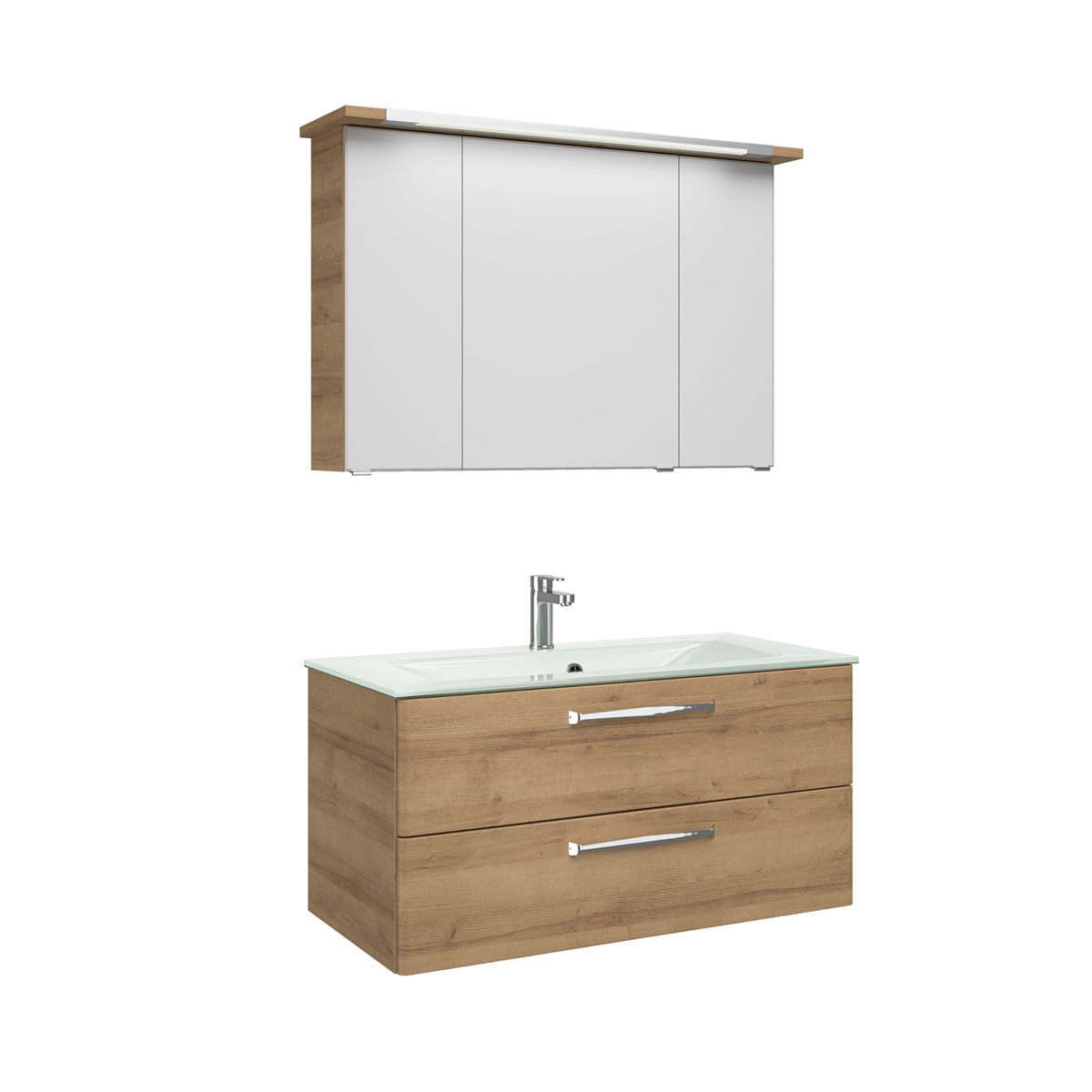 Pelipal Waschtisch Block Trentino Eiche mit Glaswaschtisch Bild 1