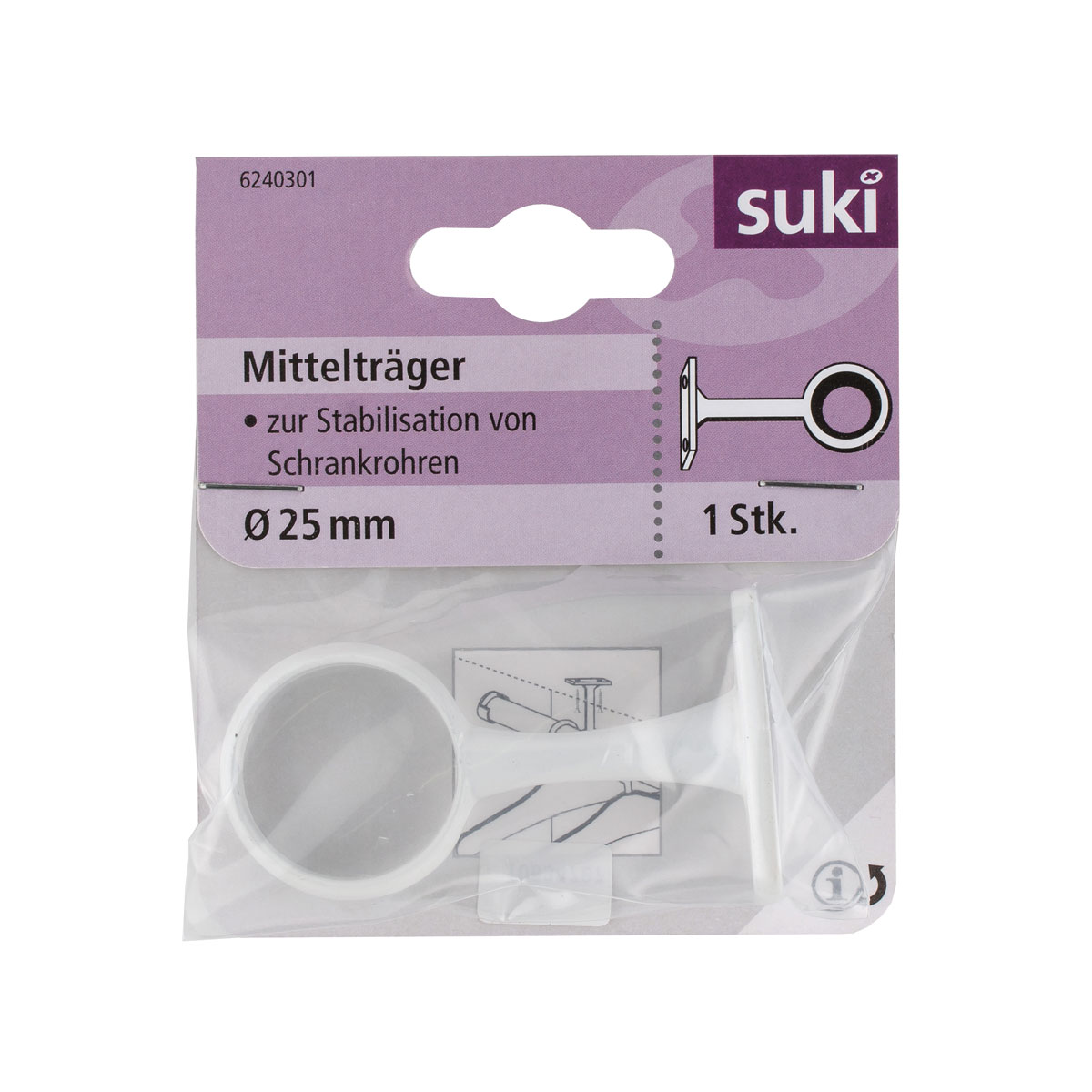 Suki Mittelhalter Durchmesser 2,5 cm rund weiß