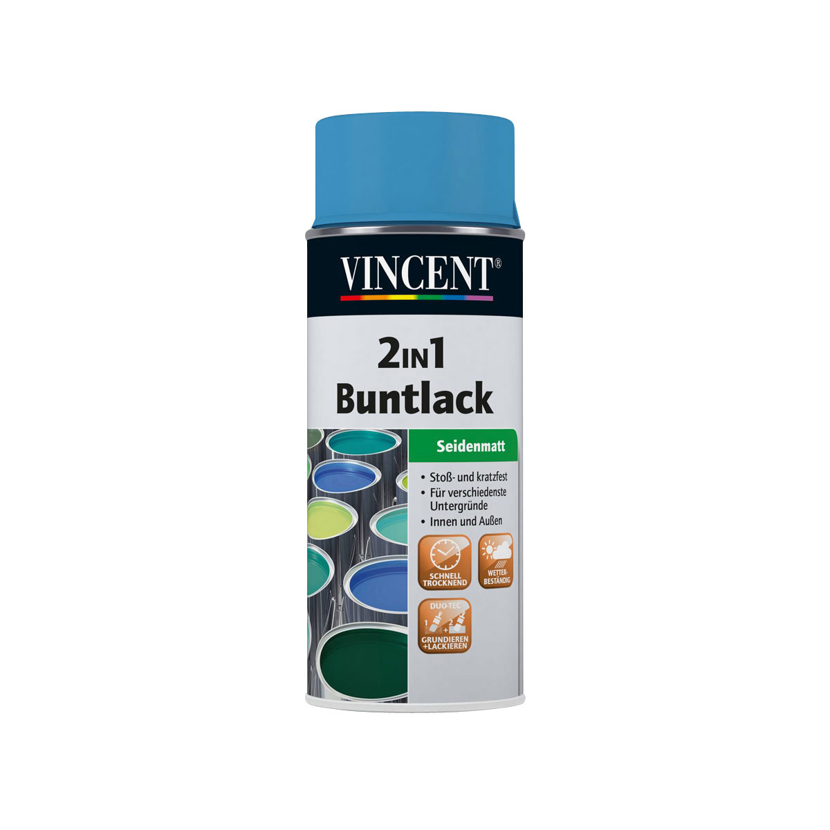 Vincent 2in1 Buntsprühlack lichtblau seidenmatt 150 ml