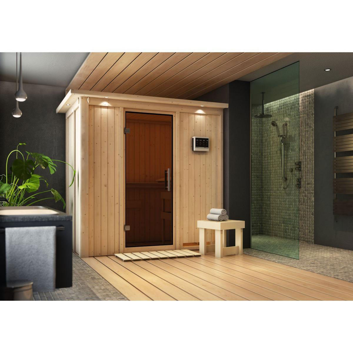 Karibu Variado Fronteinstieg ohne Zubehör kein Kranz Graphittür Bild 4