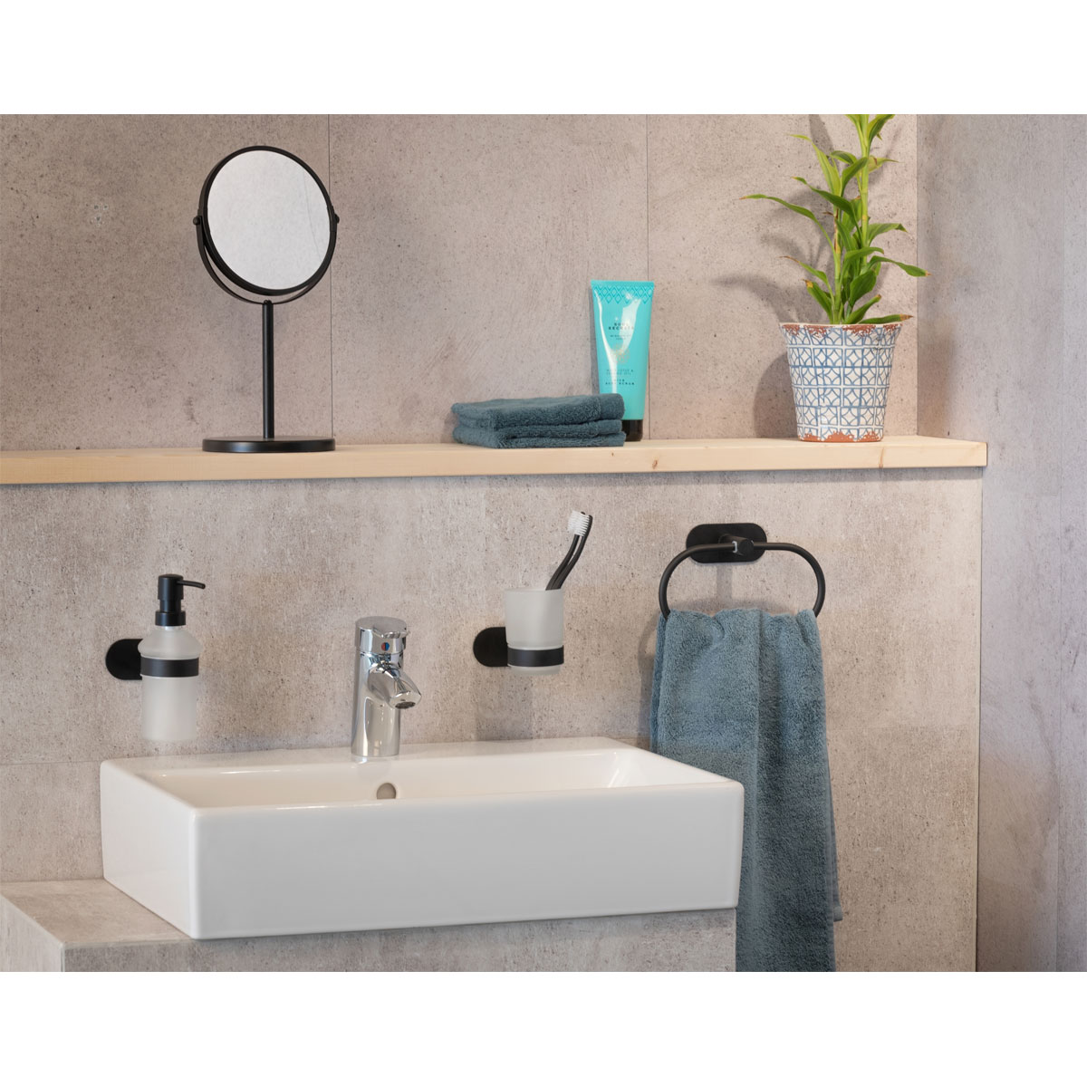 Wenko  Turbo-Loc Edelstahl Handtuchring Orea Black Matt Handtuchhalter Befestigen ohne bohren Bild 8