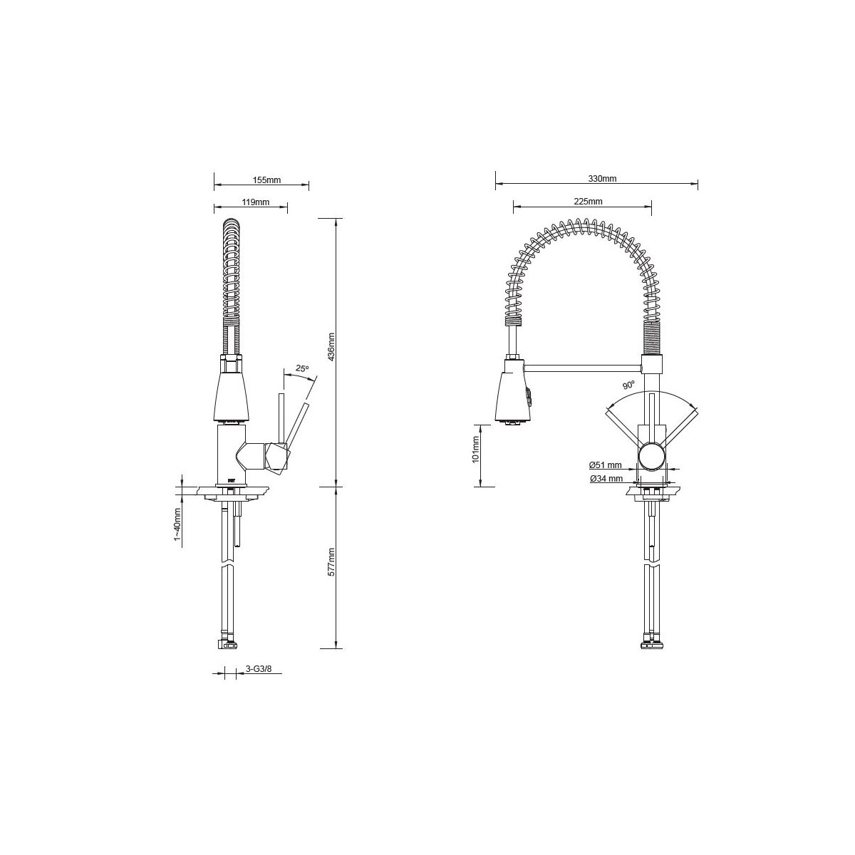 Lenz  Küchenarmatur KALANI² mit Pendelbrause Niederdruck chrom Bild 2
