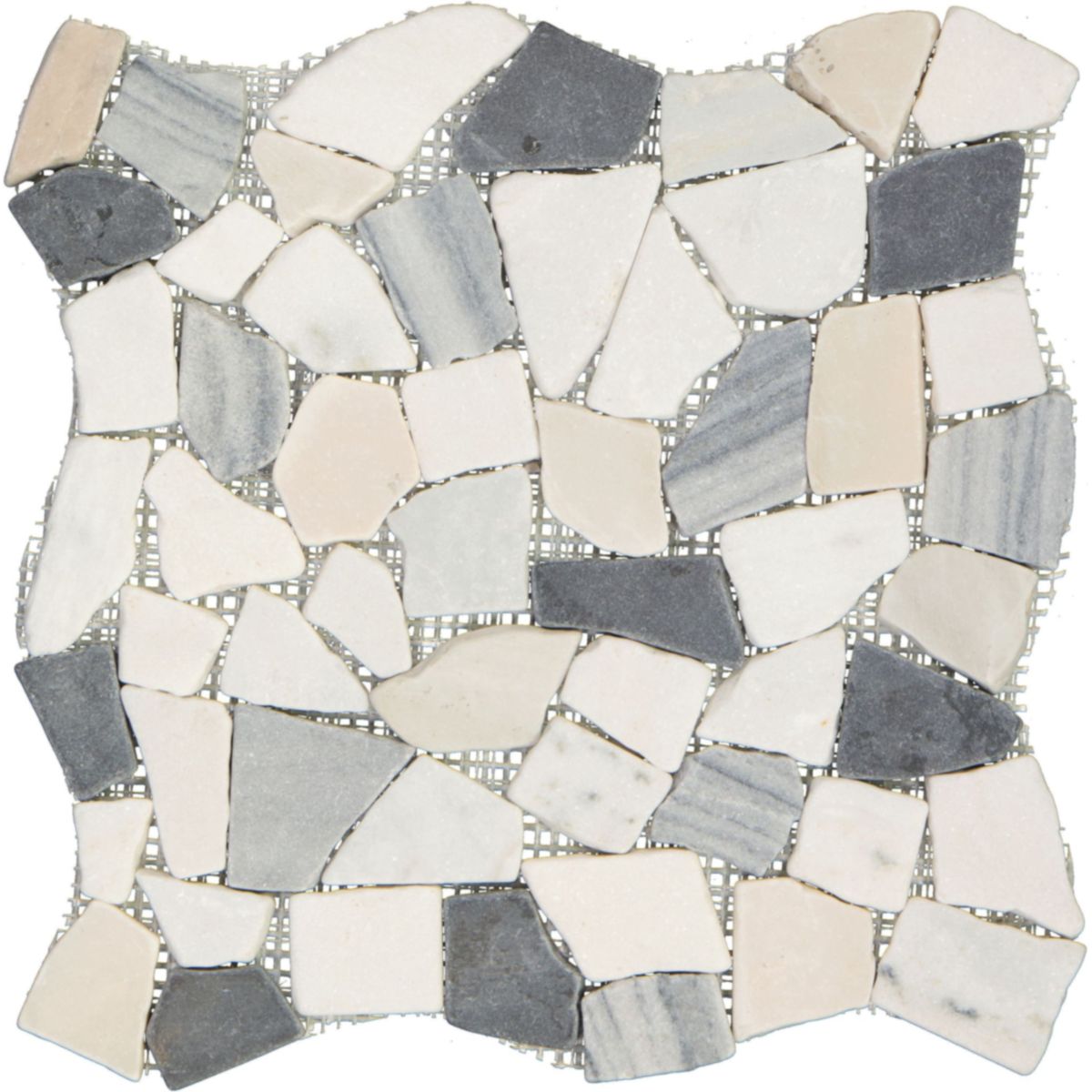 Mosaikfliese Bruch black-beige 29 x 29 cm