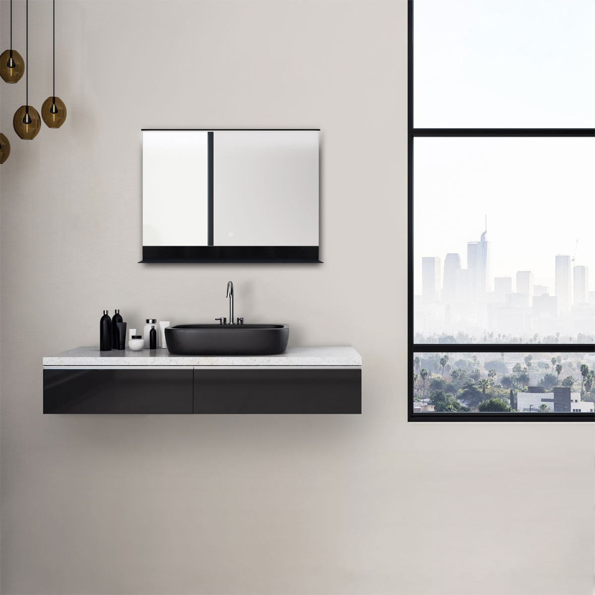 DSK  Design LED Lichtspiegel Black Shelf 80 x 60 cm Bild 4