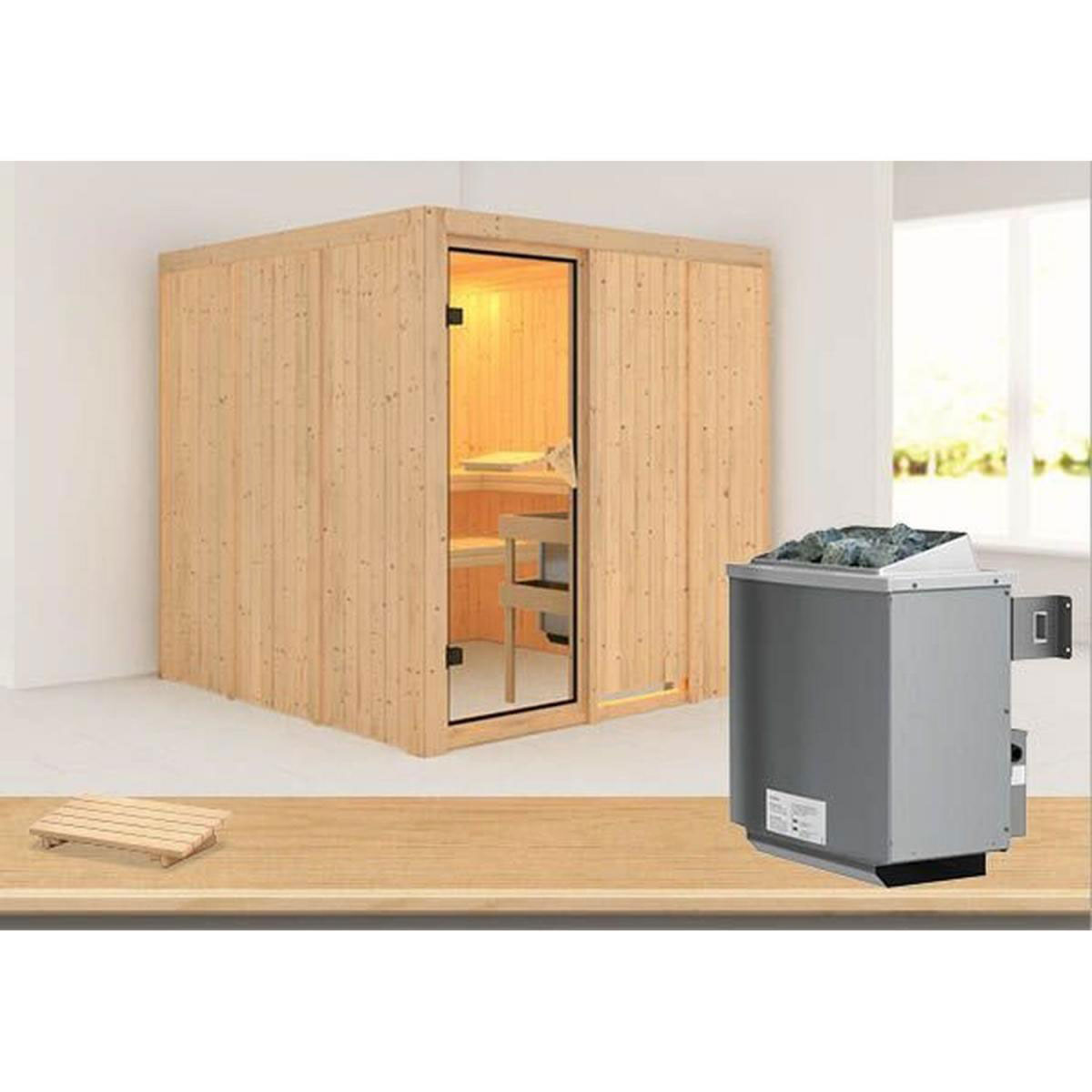 Karibu Systemsauna Rodin 68 mm 9 kW Ofen integr Strg ohne Dachkranz Bild 1