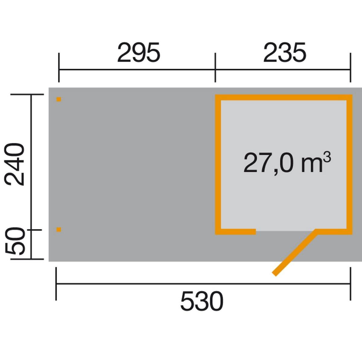 Weka Designhaus Line 172 B mit Anbau 300 cm 569 x 316 x 226 cm grau Bild 2