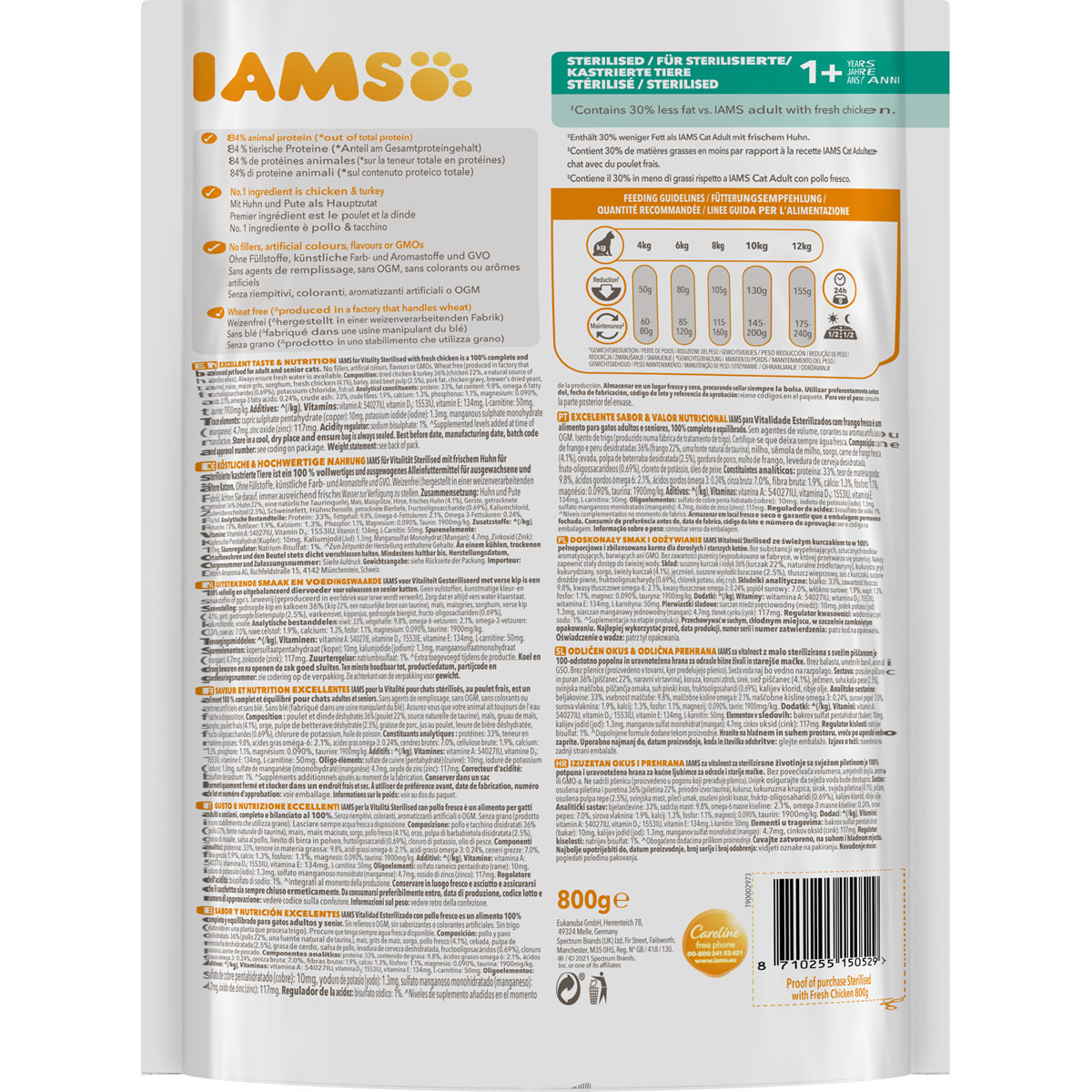IAMS Trockenfutter Vital Katze Sterilisiert Huhn 800 g Bild 2