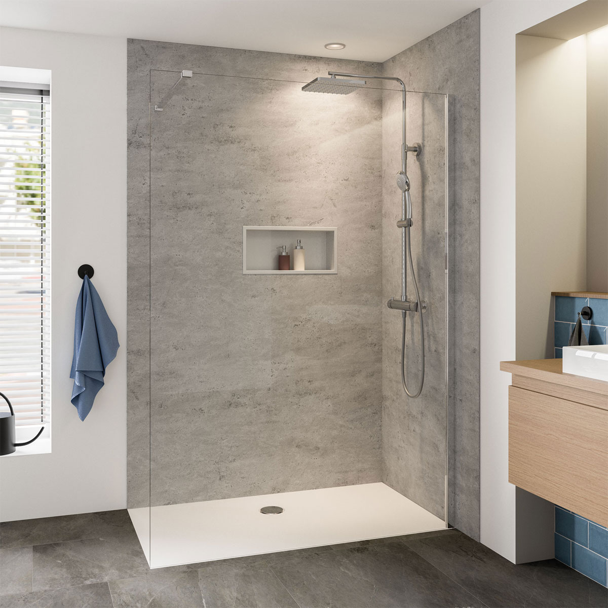 Breuer  QUICK72 Panorama Duschwand alleinstehend 3 Montagearten Alu chromeffekt Klarglas 1200 mm Bild 1