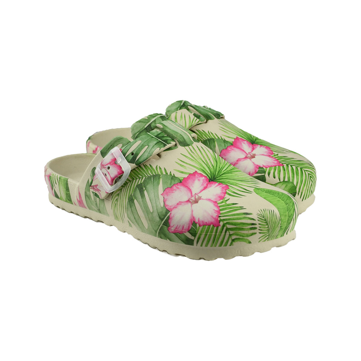 Scheibler Clog Bentelo weiss/grün-gemustert Größe 38/39