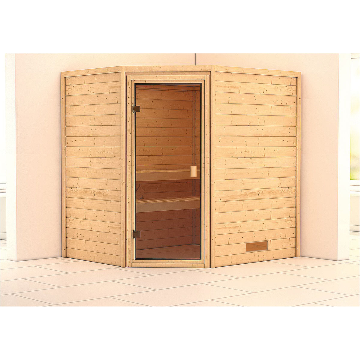 Karibu Sauna Elea naturbelassen ohne Ofen ohne Dachkranz