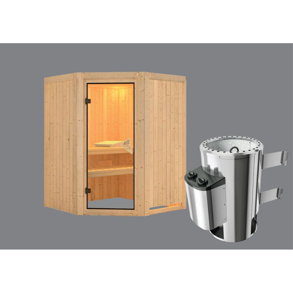 Karibu Systemsauna Nanja 68 mm 3,6 kW Ofen integr Strg ohne Kranz Bild 2