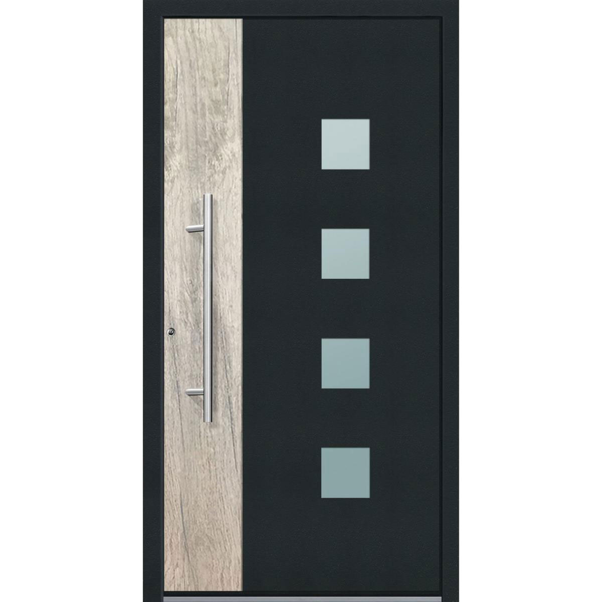 Aluminium Sicherheits-Haustür Messina Superior 60 mm anthrazit 110 x 210 cm Anschlag links inkl Griffset