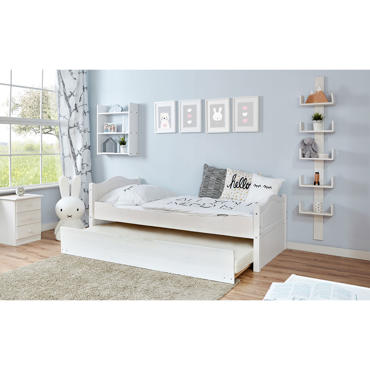 Ticaa Einzelbett Leni Kiefer weiß mit Zusatzbett 90 x 200 cm Bild 2