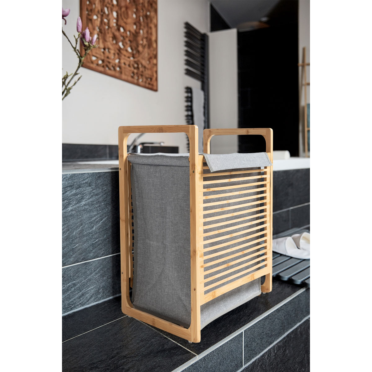 Wenko  Wäschetruhe Bahari aus Bambus Wäschekorb 43 l Bild 5