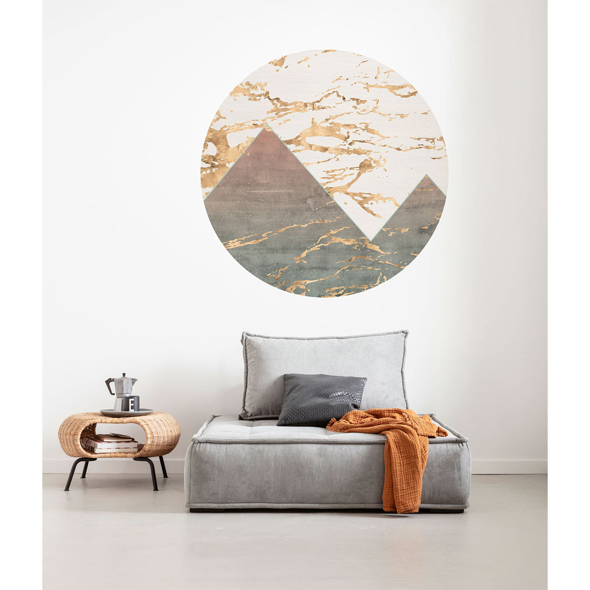 Komar  Selbstklebende Vlies Fototapete rund Precious Peaks Durchmesser 125 cm