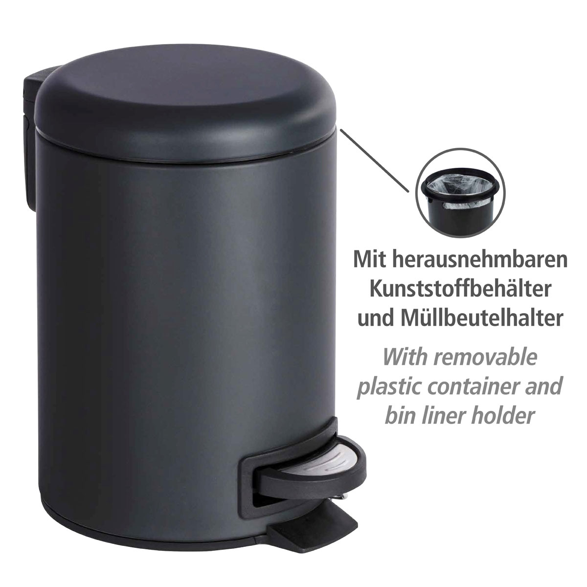 Wenko Kosmetik Treteimer Leman schwarz 3 L Bild 2