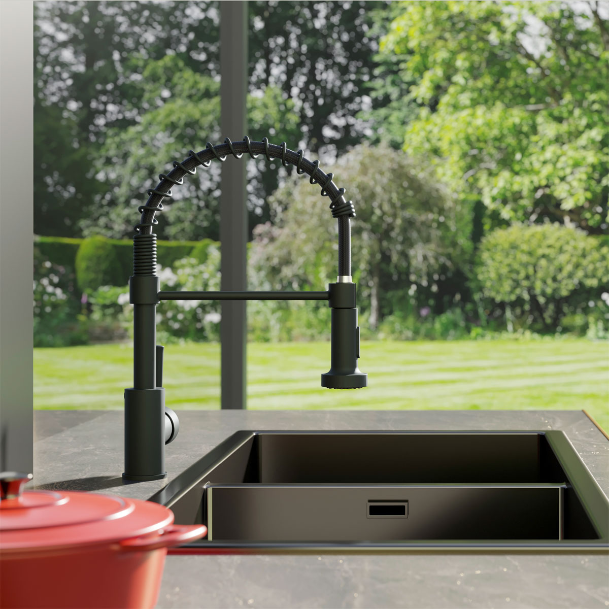 LENZ Spültischarmatur Nova mit Handbrause Schwarz Bild 2