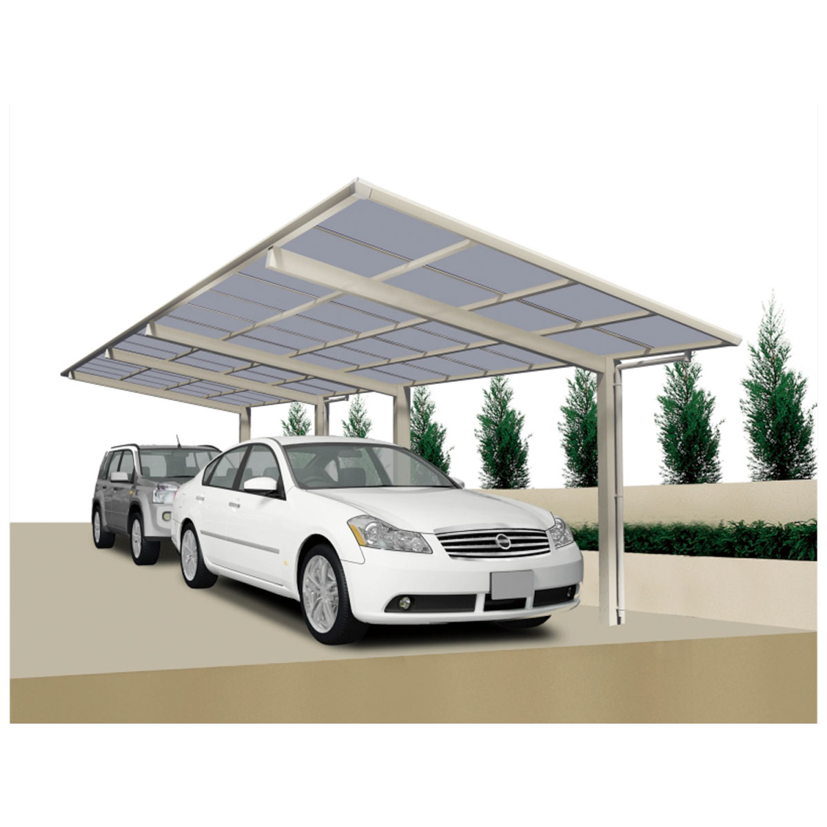 Ximax Carport Alu Linea 80 Tandem Edelstahl-Look Bild 2