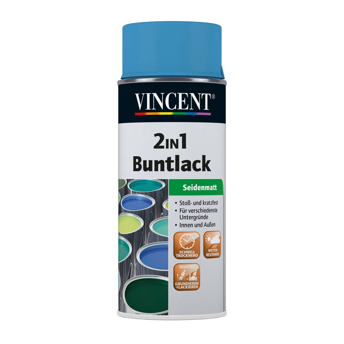 Vincent 2in1 Buntsprühlack lichtblau Seidenmatt 0,4 L
