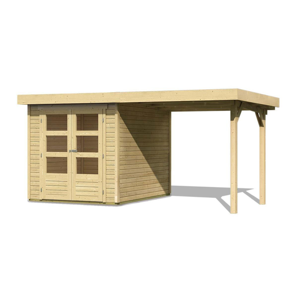 Karibu Gartenhaus Askola mit Anbaudach 225 cm naturbelassen 213 x 217 x 218 cm Bild 3