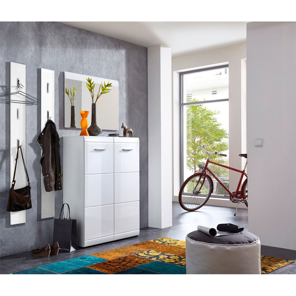 Garderobenpaneel Home Hochglanz mit ausklappbare Kleiderhaken 15 x 170 x 4 cm weiß Bild 4