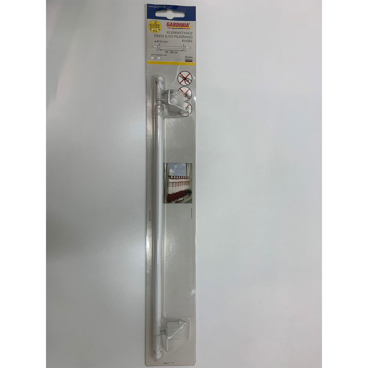 Gardinia Klemmstange Press und Go Filigrano Kugel 30-50 cm weiß Bild 1