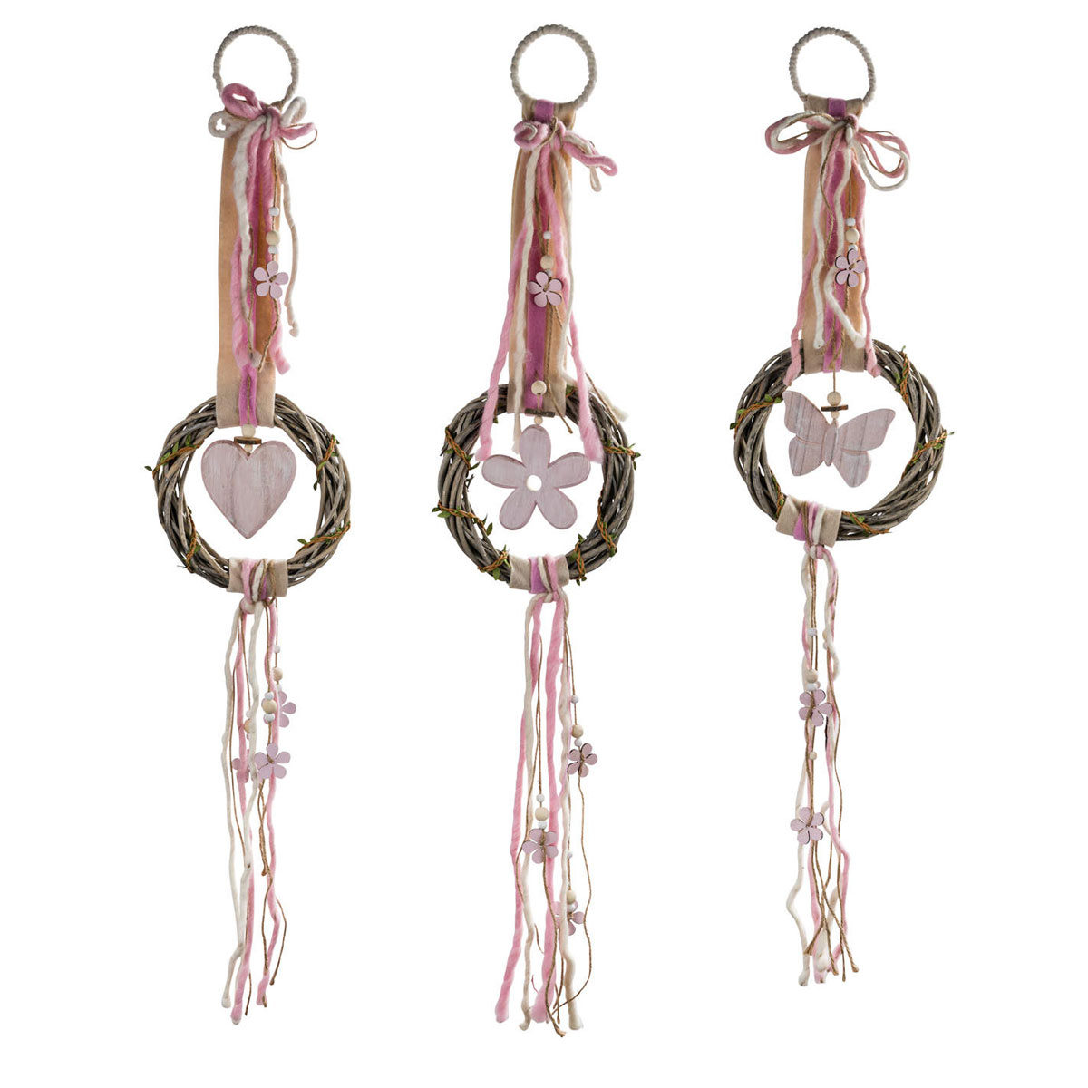 Deko-Kranz 22 x 100 x 5 cm rosa-natur