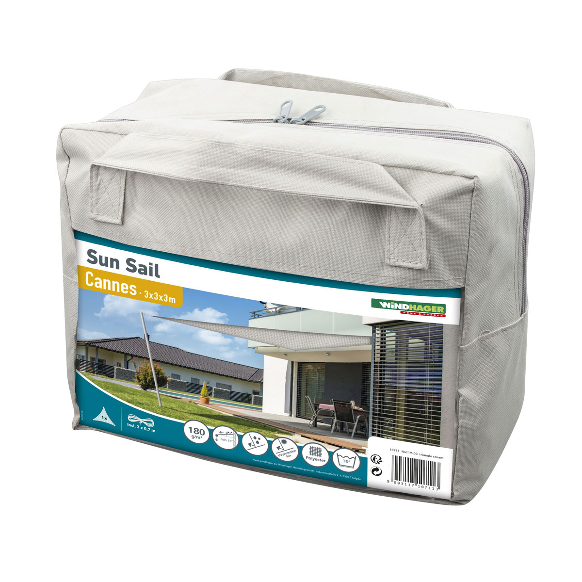 Dreieck-Segel Cannes 3 x 3 x 3 m grey Bild 4