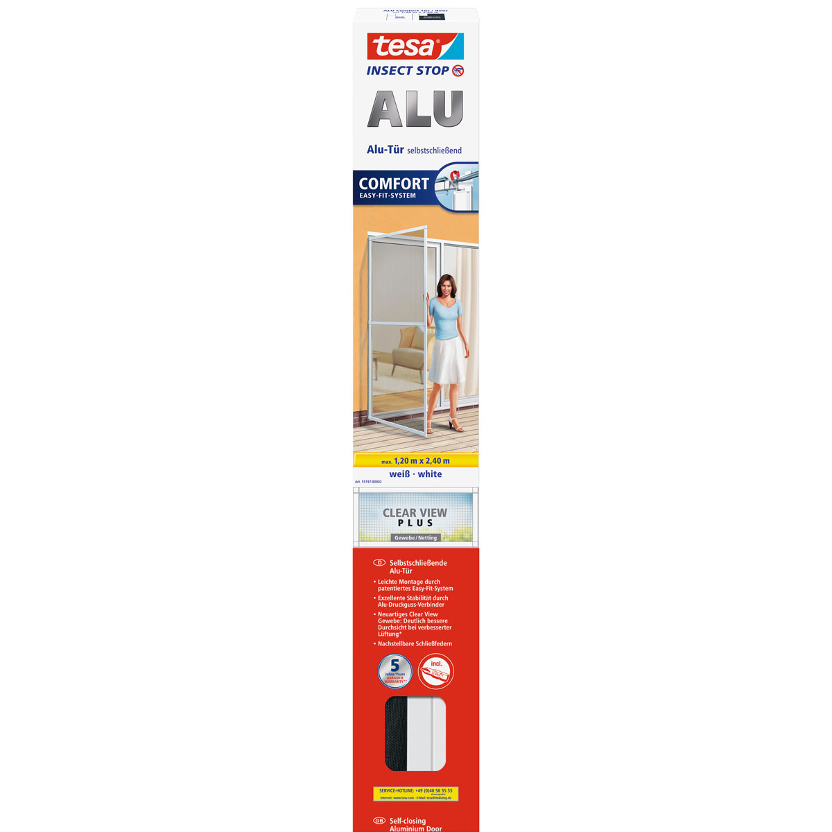 Tesa Fliegengitter ALU Comfort Tür XL weiß 1,20m x 2,10m Bild 2