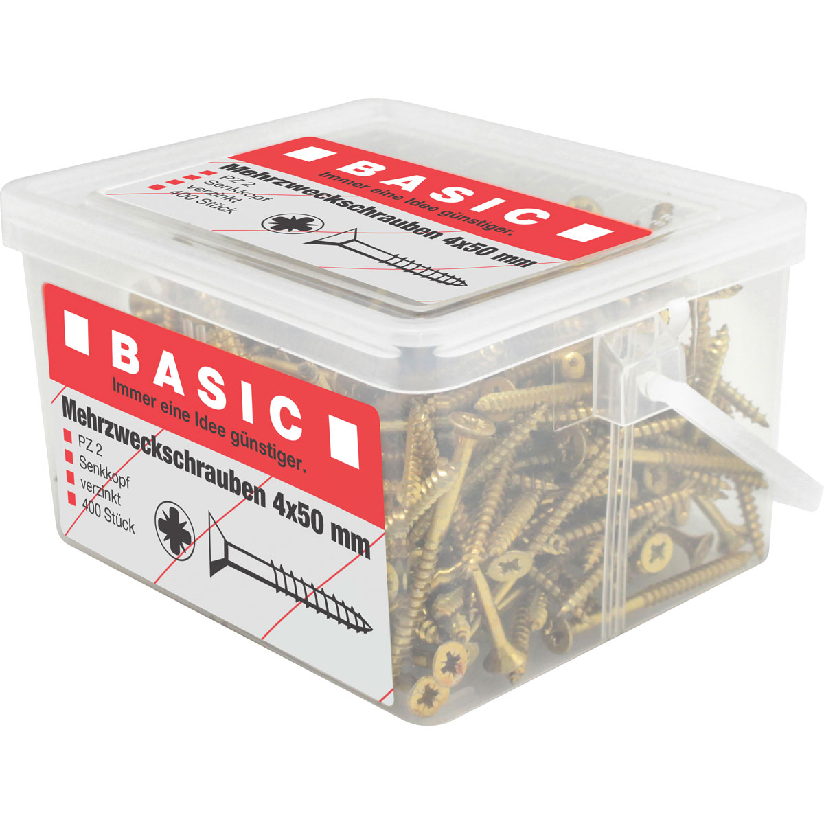 Basic Mehrzweckschraube 4,0 x 50 mm 400 Stück im Eimer