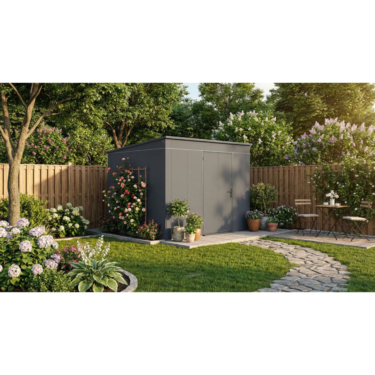 Weka Metall-Gerätehaus Gary, 0,7mm, 292 x 298, anthrazit