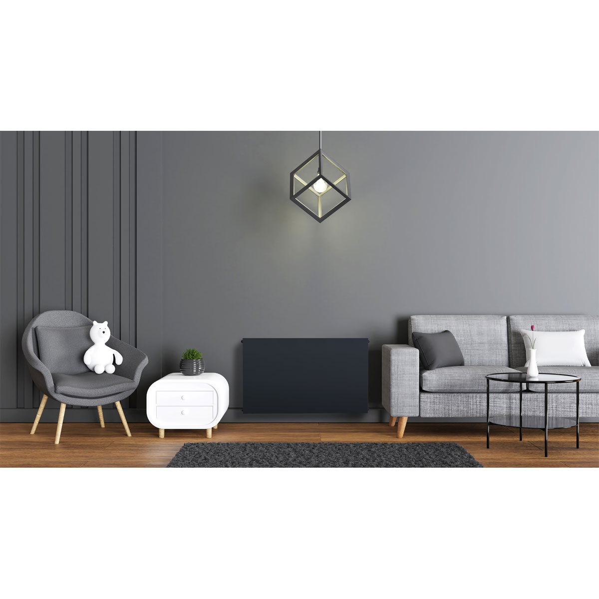 sanicomfort  Planheizkörper Set Typ DK22 60 x 140 cm schwarz matt RAL 9005 Bild 4