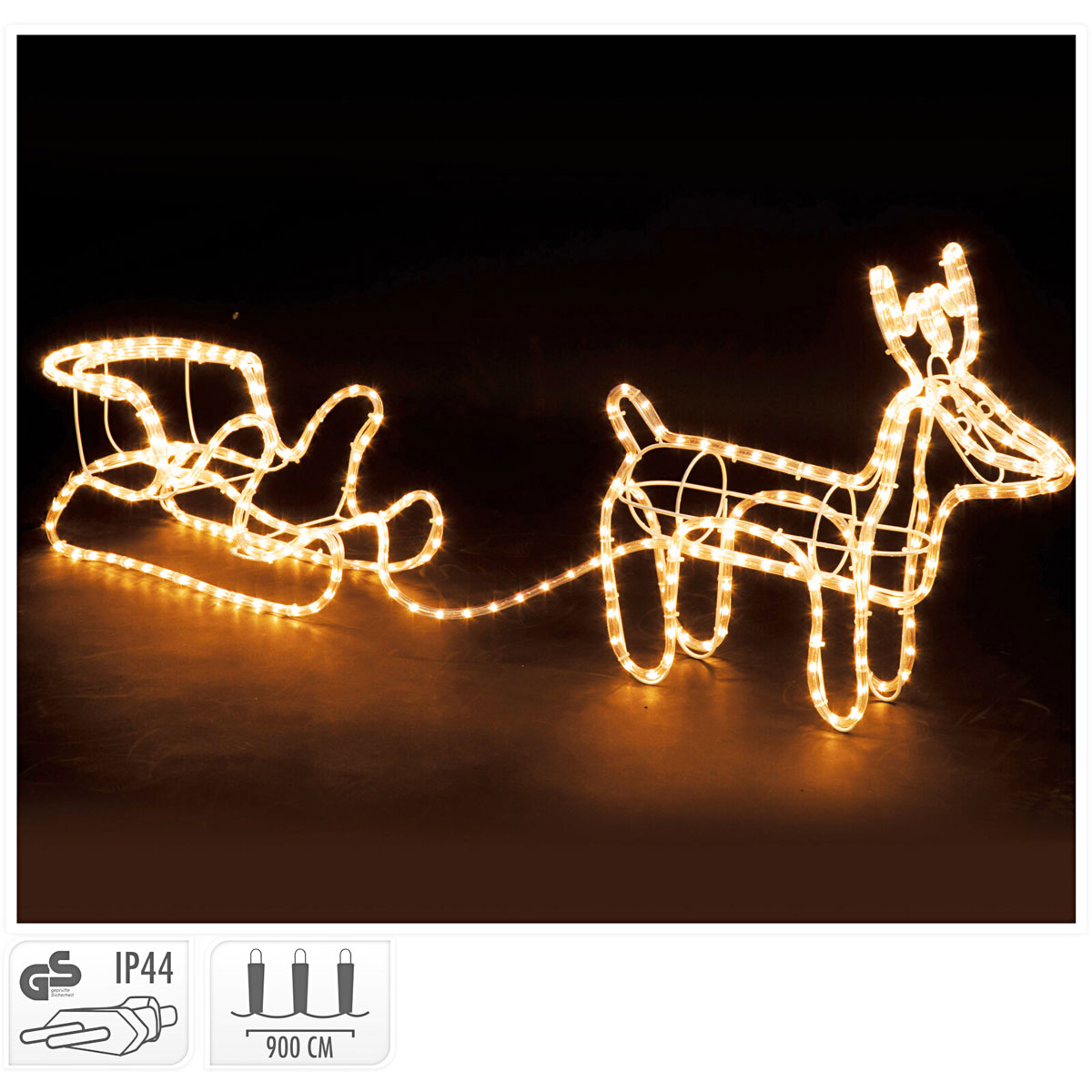 Schlauchbeleuchtung Rentier mit Schlitten Bild 3