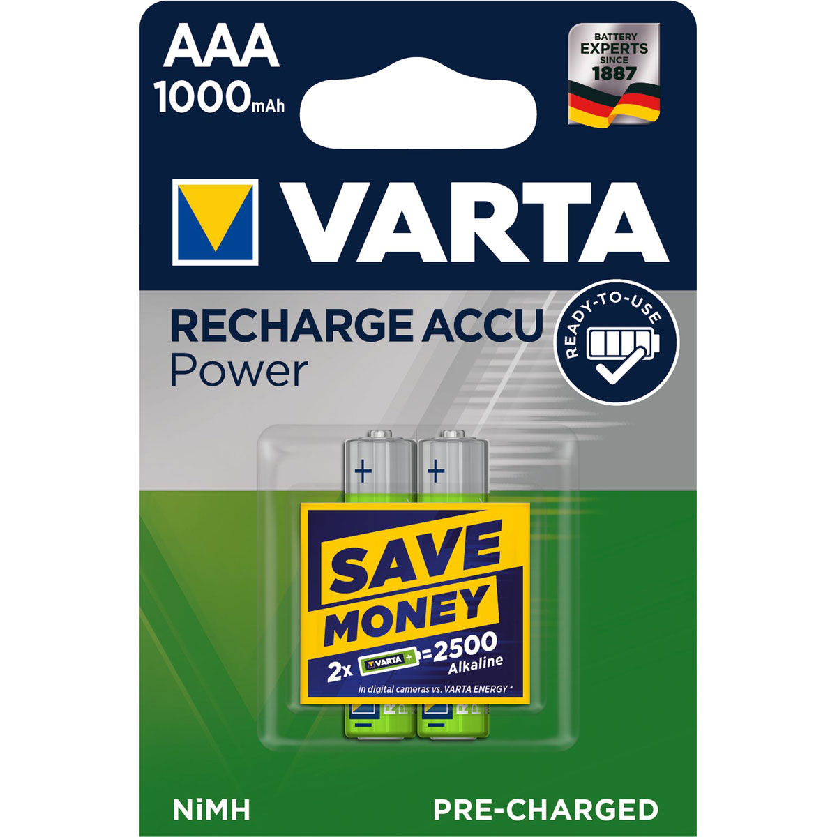 Varta AAA-Batterien R2U 1000mAh 2 Stück