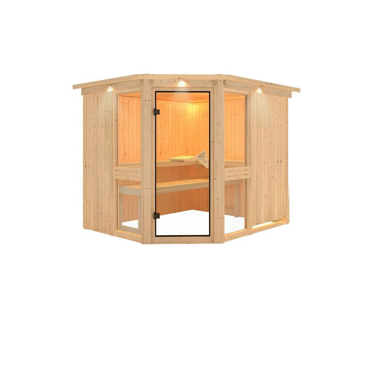 Karibu Amelia 3 Eckeinstieg ohne Ofen mit Kranz Bild 3