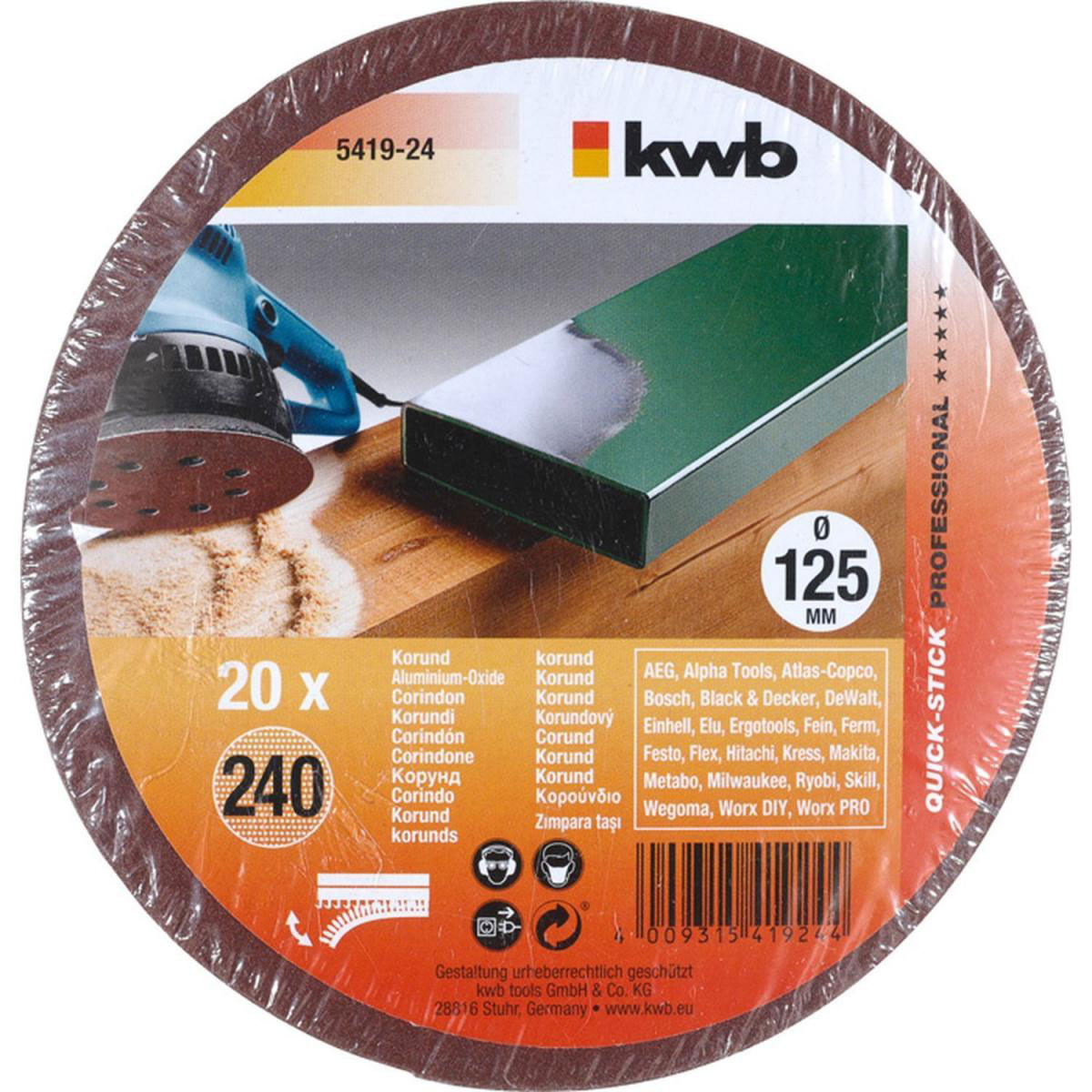 kwb  Schleifscheiben Quick-Stick Holz und Metall Durchmesser 125 mm K240 Bild 2