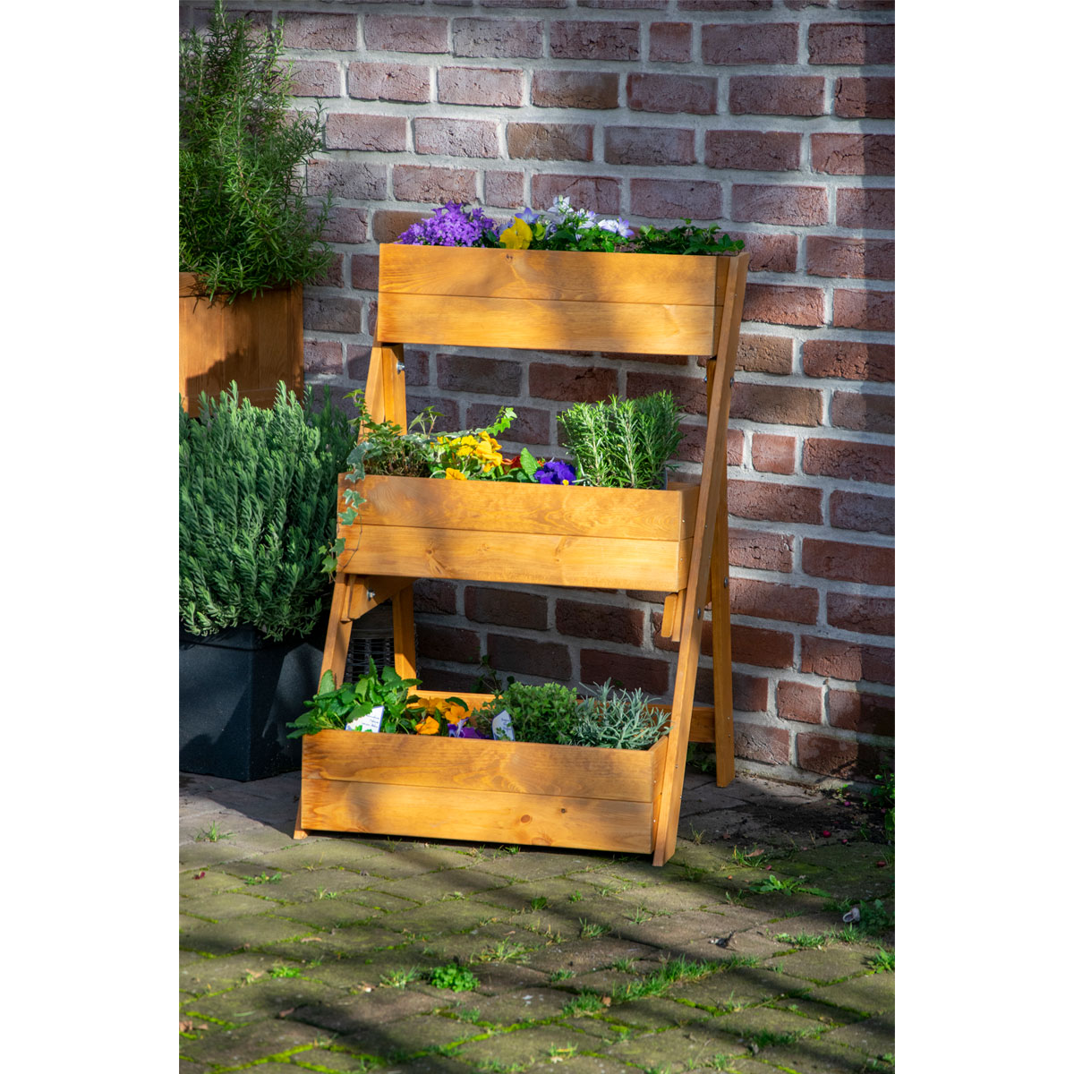 dobar Dreistufige Pflanztreppe 70 x 90 x 60 cm braun Bild 4