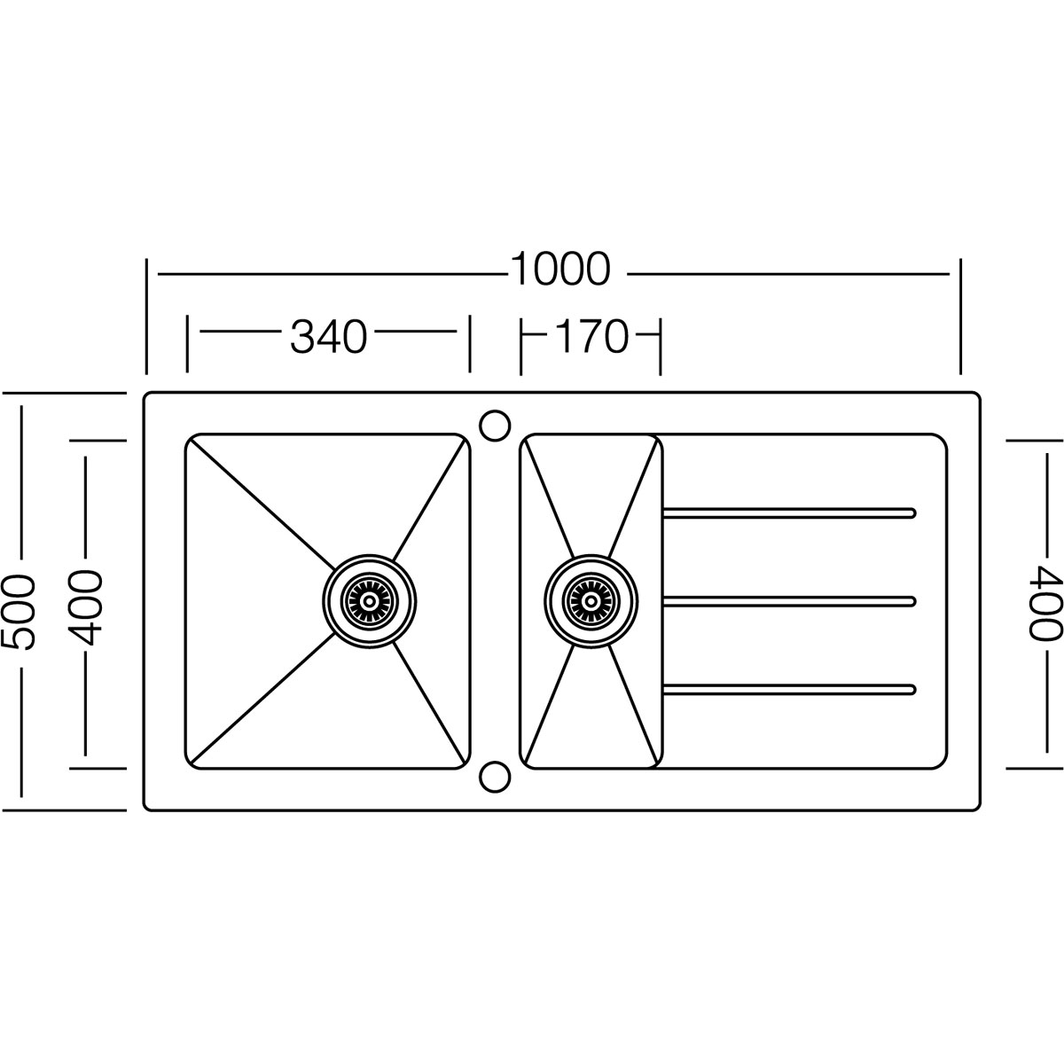 Respekta New York Glasspüle NEWYORK100X50S 100 x 50 cm Schwarz Bild 3