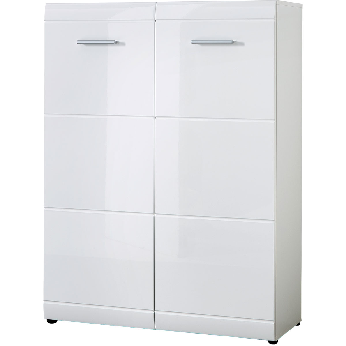 Schuhschrank Adison Fronten in Hochglanz mit Rillenfräsung 90 x 120 x 36 cm weiß Bild 1