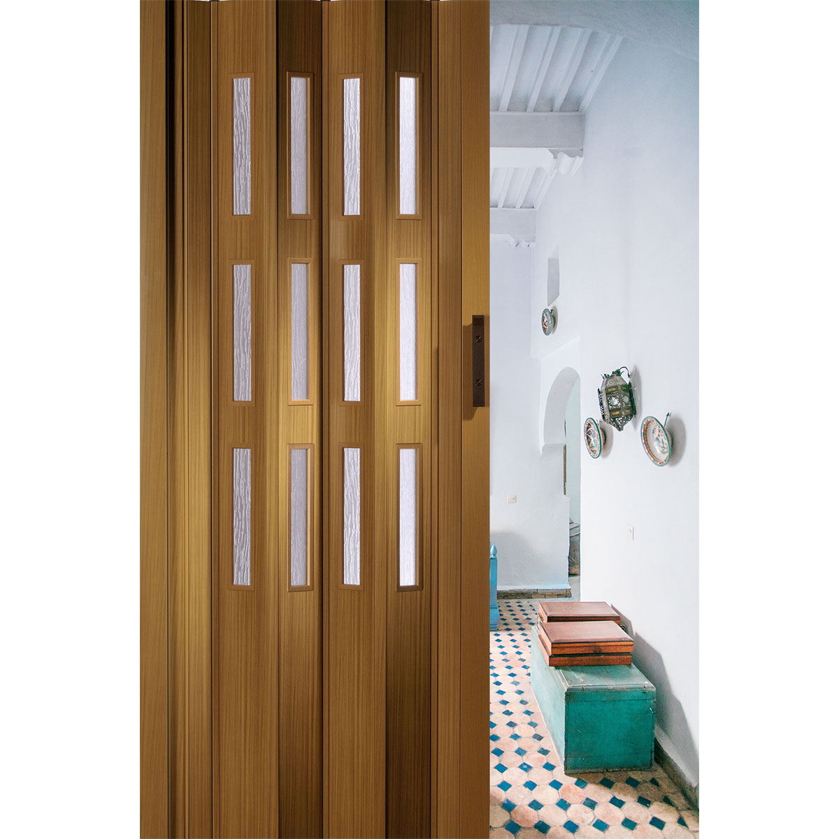 FORTE Kunststoff-Falttür Luciana B 88,5 x H 202 cm Buche 3 Fenster Bild 4